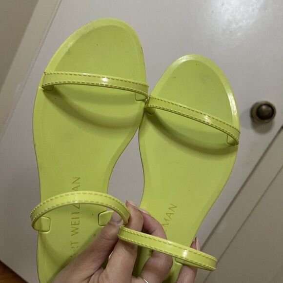 Stuart Weitzman neon yellow slip on jelly flats sandals size US 7 - Picture 2 of 4